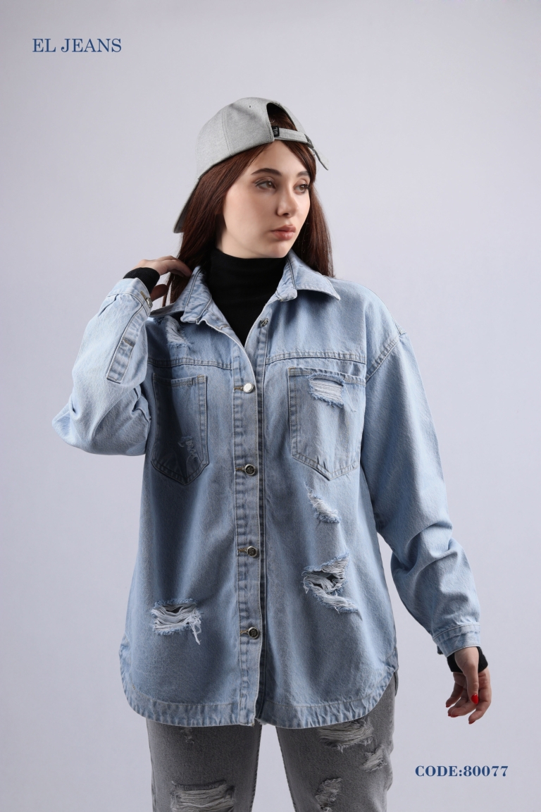 پک ده تایی کت جین آبی زنانه قد 70 فری سایز ائل جین آبی تیره eljeans