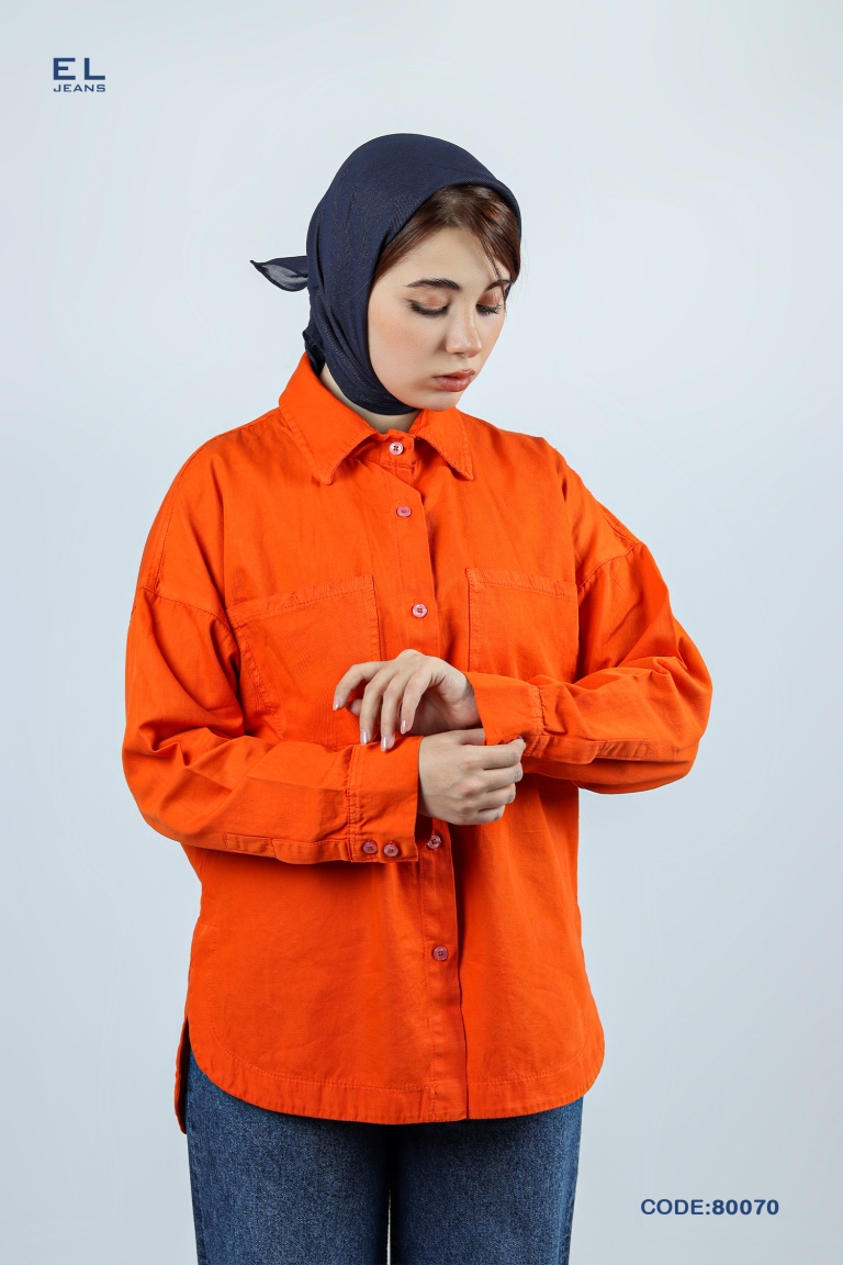 شومیز نارنجی ائل جین قد 75