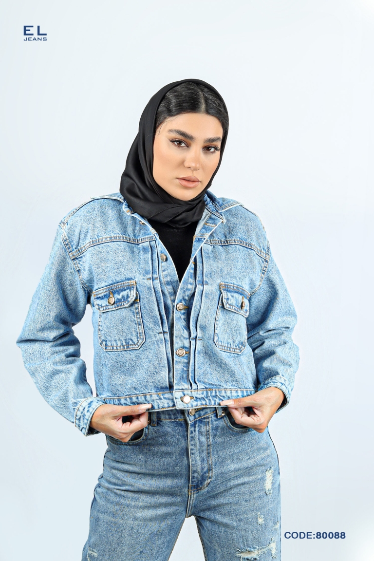 کت کراپ جین زنانه آبی روشن