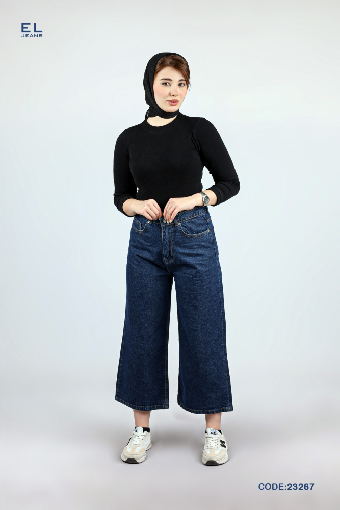 شلوار بگ قد 90 سرمه ای برند ائل جین eljeans